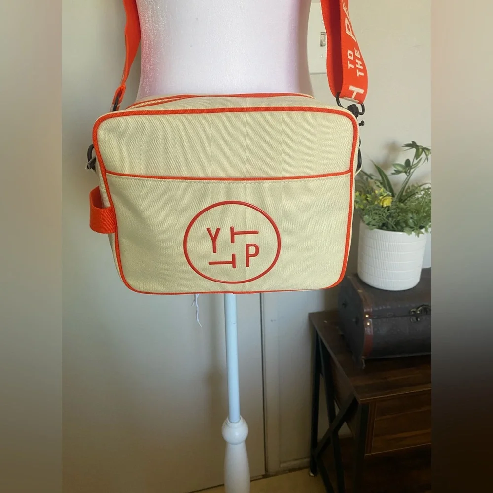 Youth‎ to the People Cream and Orange Messenger Bag
